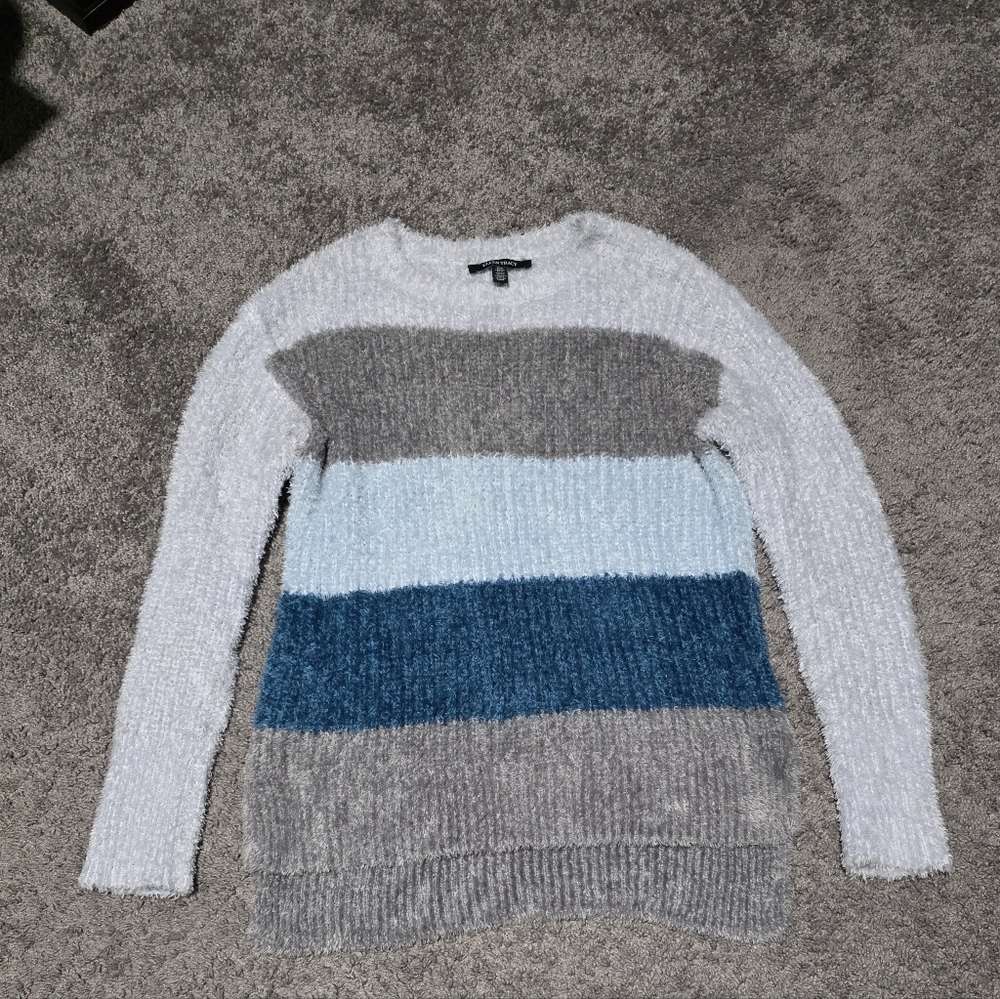 Women's Striped Sweater - Gray, Blue, White